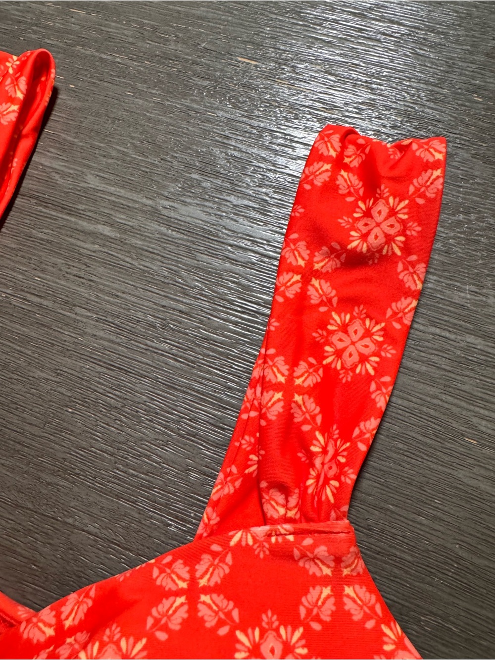 NWT Aerie Keyhole Bandeau Bikini Top Orange Flare Boho Beaded S - Picture 8 of 12